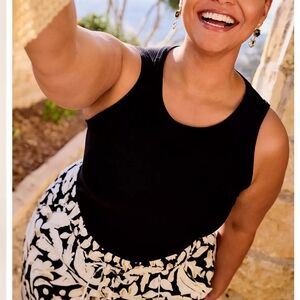 22 24 Solid Black Ribbed Lane Bryant Tank Top 18 20